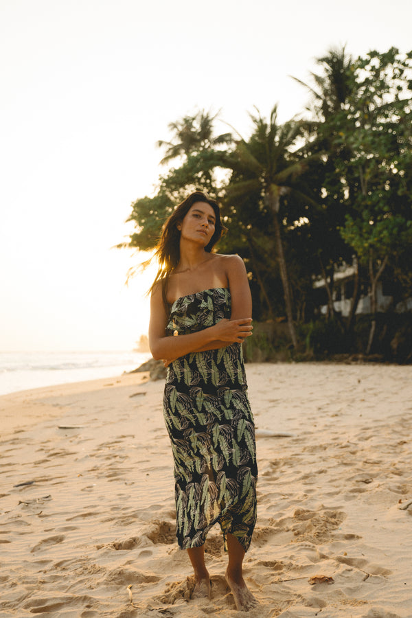 Ruffle Tube Midi In Print