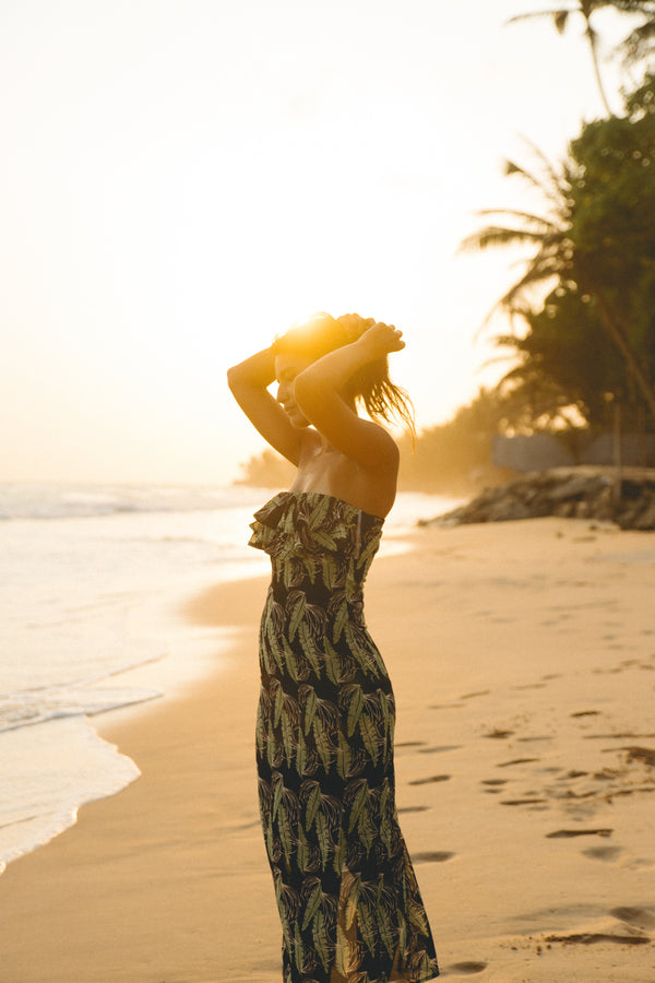 Ruffle Tube Midi In Print