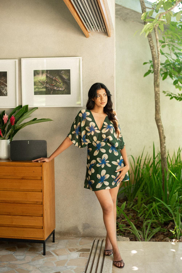 Deep Neck Kimono Mini