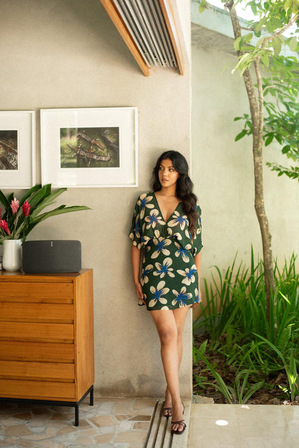 Deep Neck Kimono Mini