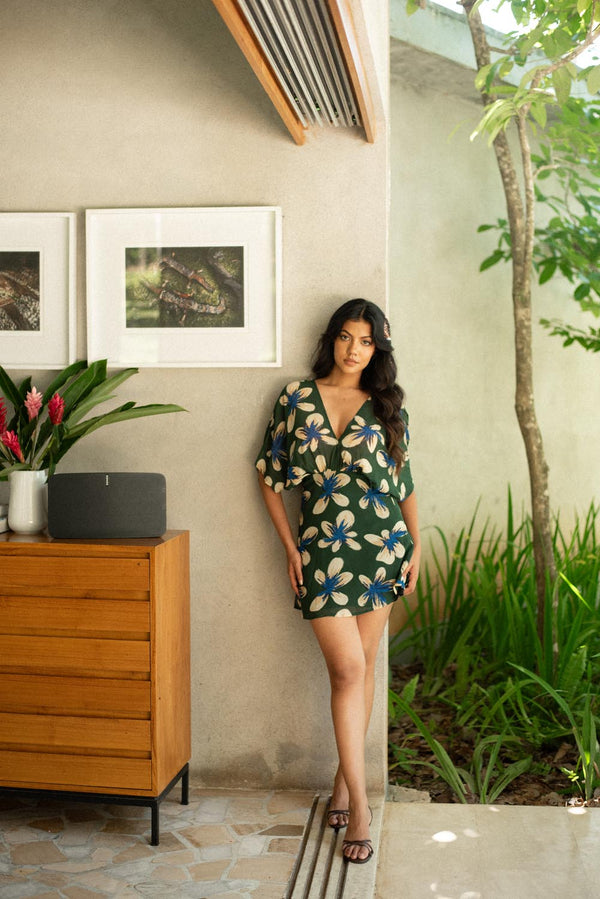 Deep Neck Kimono Mini