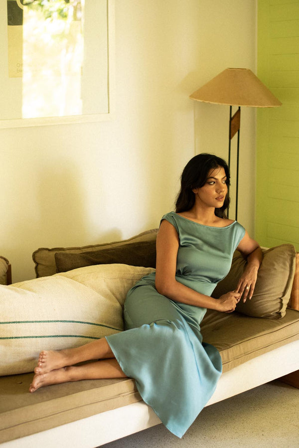 Drop Shoulder Maxi In Satin