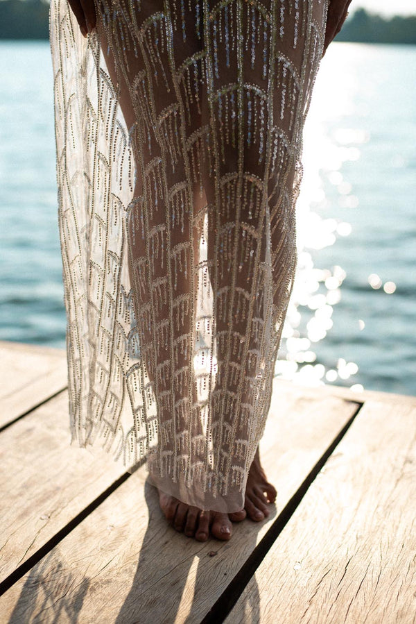 White Sequin Maxi Skirt