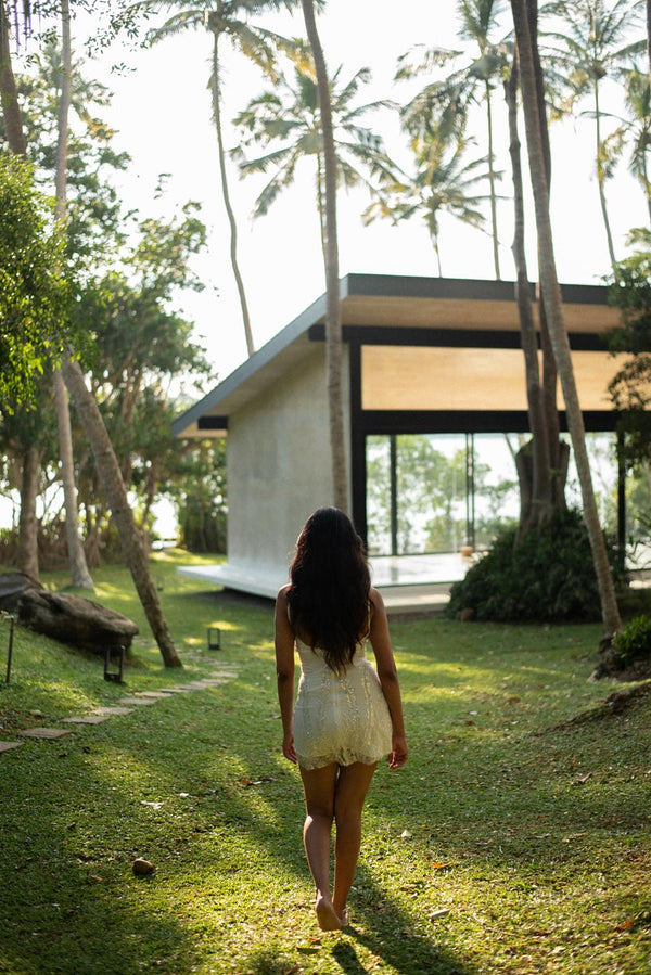 Beaded Strap Mini In White