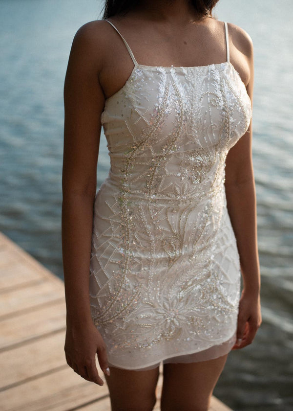 Beaded Strap Mini In White