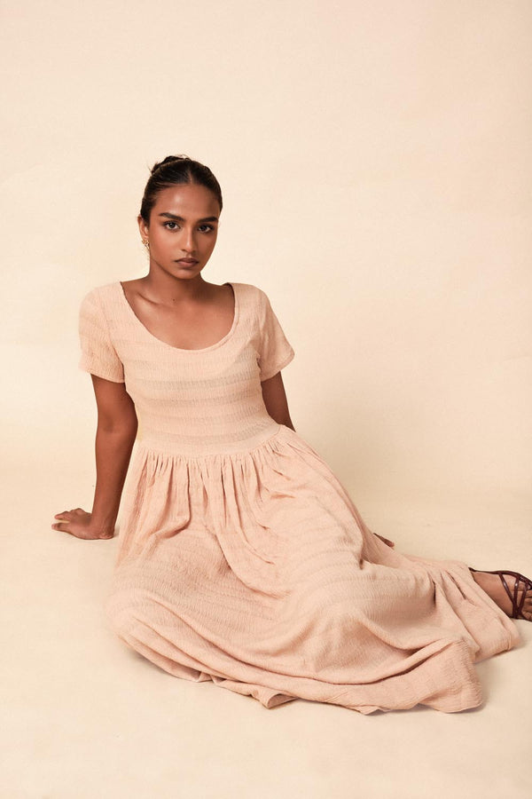 Short Sleeve Peach Maxi