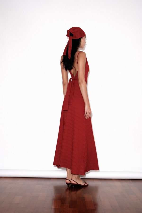 Back Tie Strap Maxi In Red