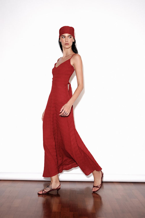 Back Tie Strap Maxi In Red
