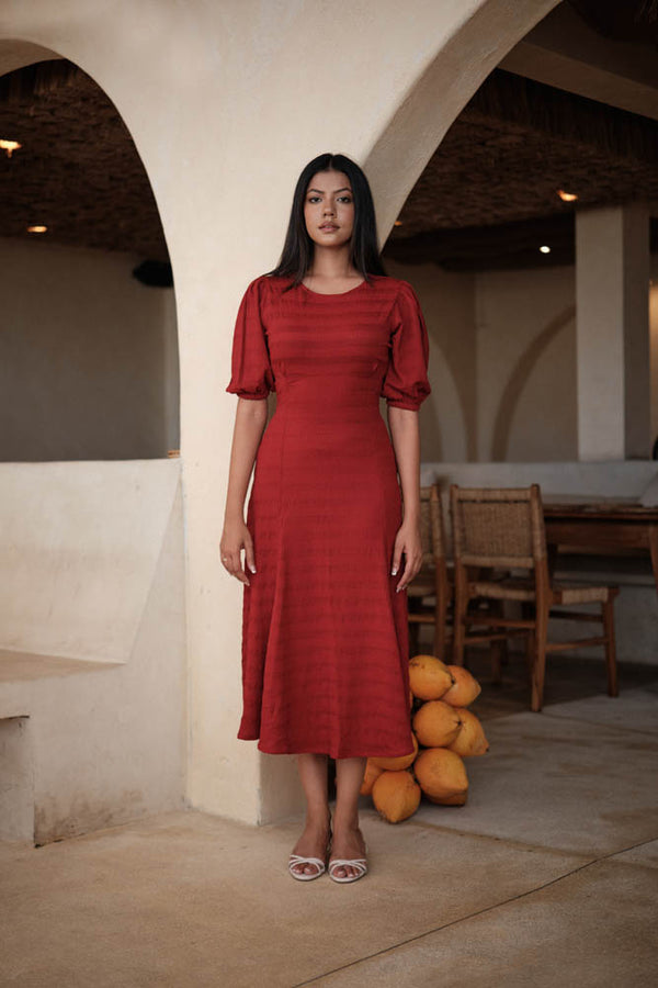 Puff Sleeve Corset Midi