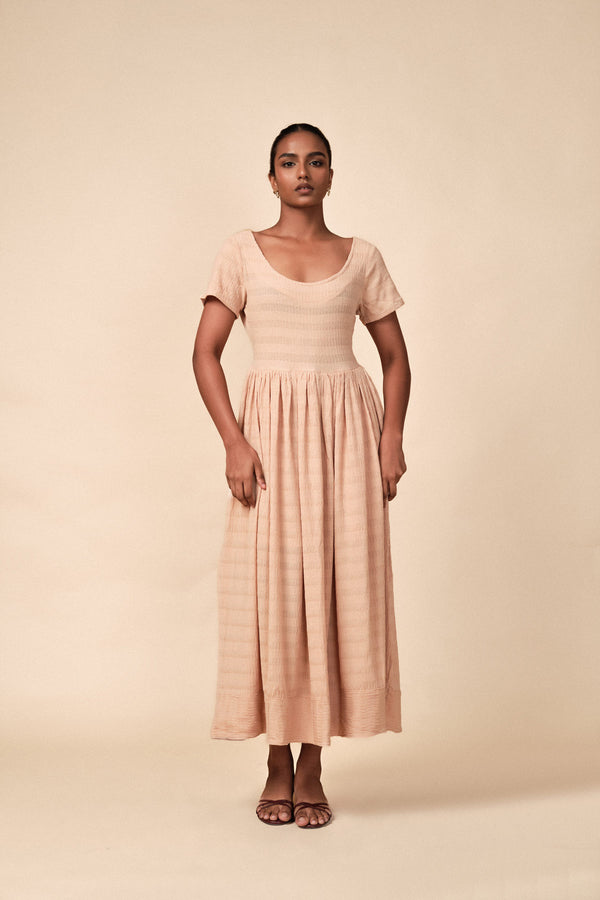 Short Sleeve Peach Maxi